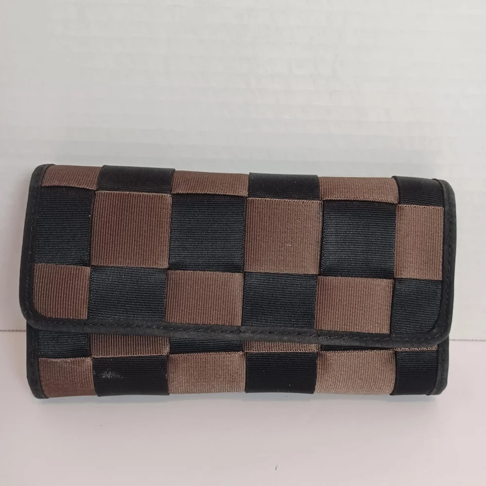 Seatbelt Style Wallet With Change Pouch &‎ Cardholder Black/Brown Women Clutch